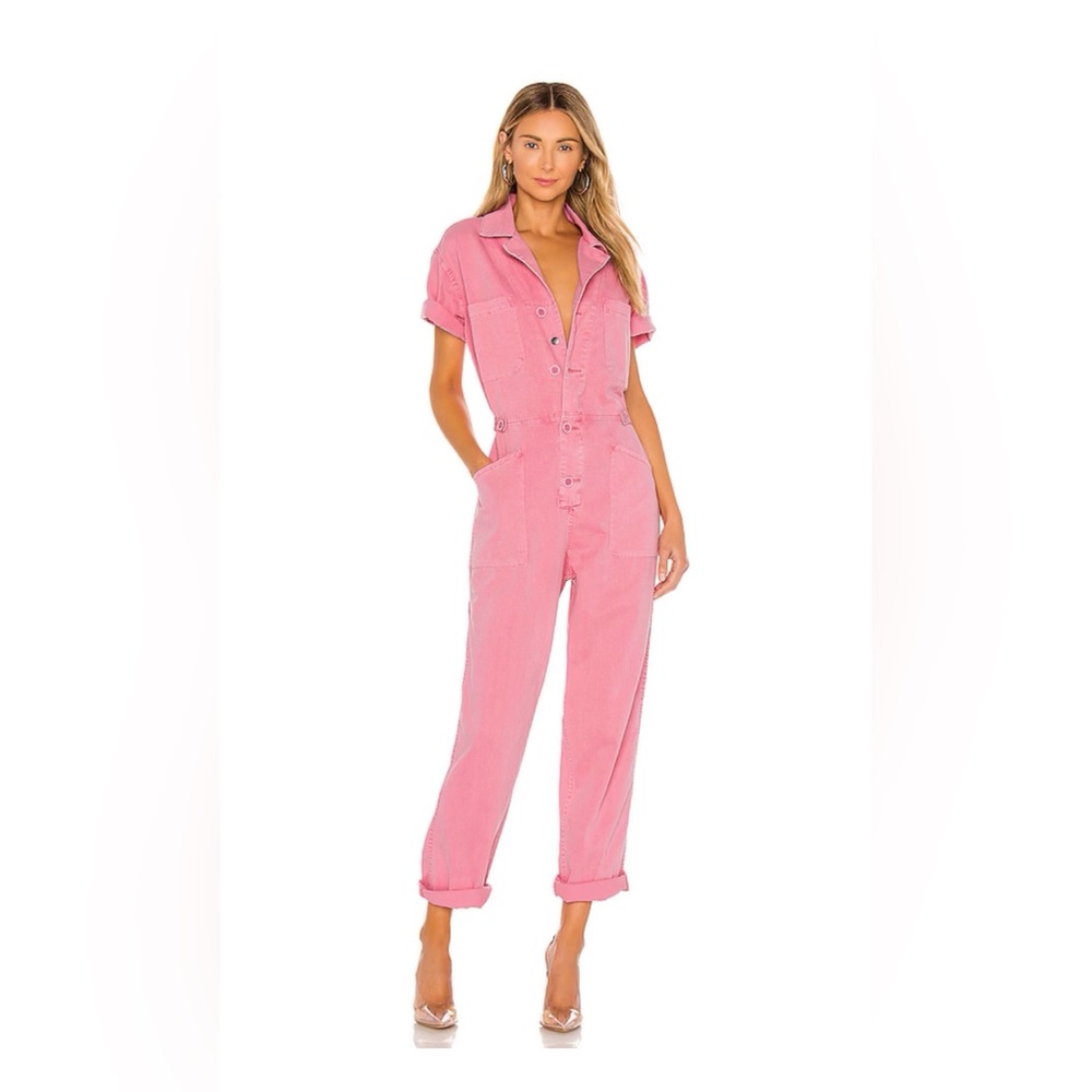 Pistola Rose Pink Short Sleeve Utility Jumpsuit